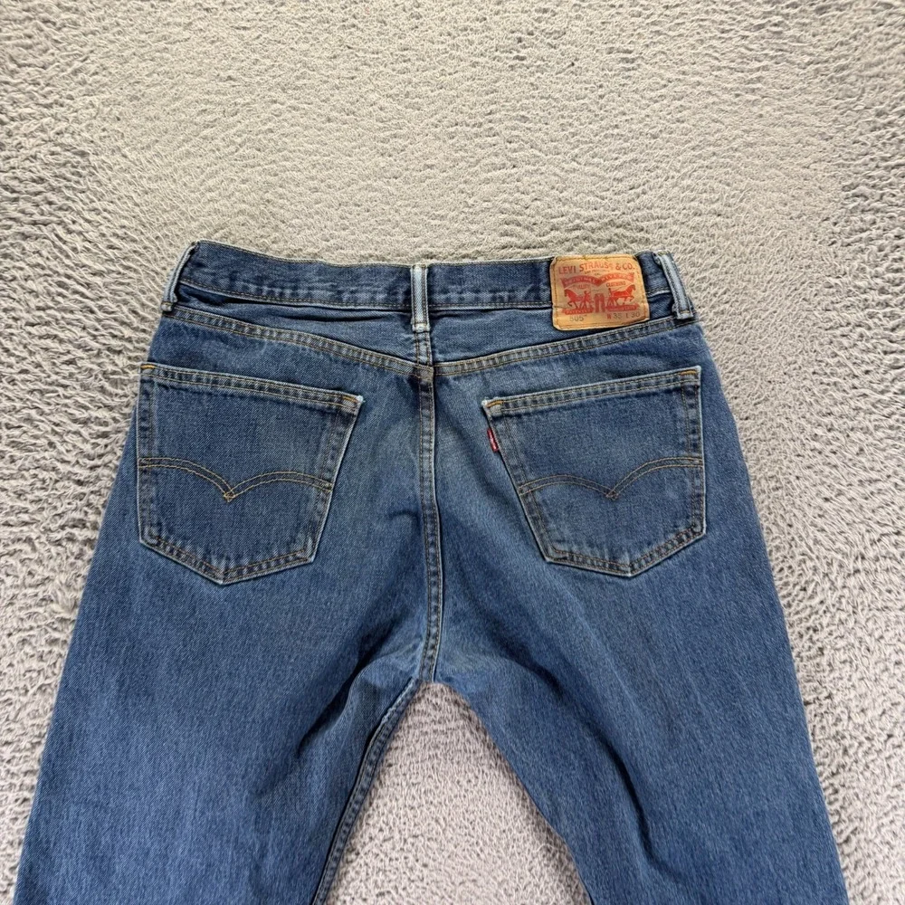 Levi's 505 Jeans Mens 35x30 Blue Cotton Denim Straight Leg Faded Travel Workwear